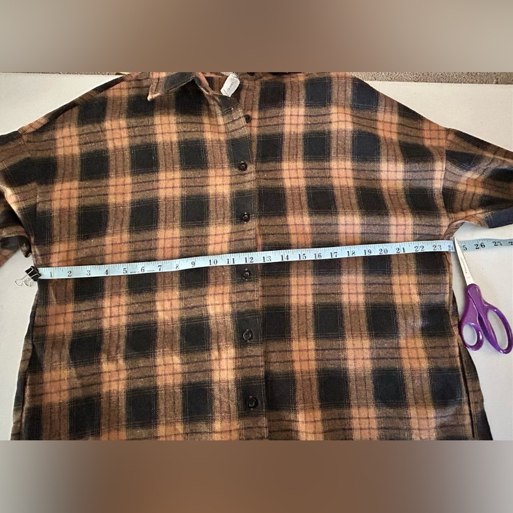 NWT BLOOMING JELLY Black & Caramel Plaid Boyfriend Shirt. Women’s Small Juniors - Picture 9 of 10